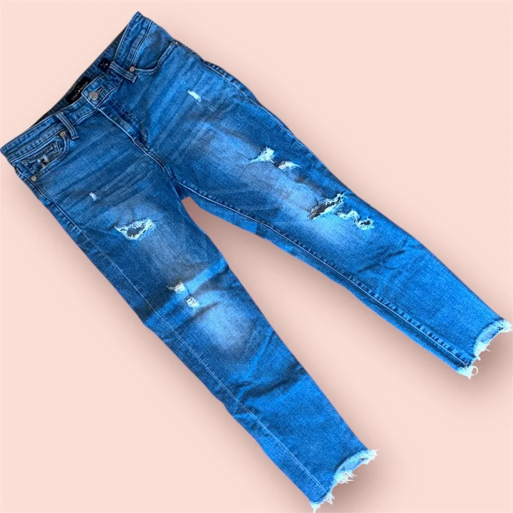 LUCKY BRAND AVA JEANS MID RISE SKINNY JEAN WITH CHEWED HEM SIZE 28 - Picture 4 of 4